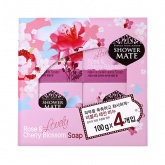Мыло косметическое Роза и вишневый цвет 4*100г (набор), Shower Mate