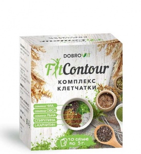 Комплекс растворимой клетчатки для контроля аппетита с семенами чиа, льна и L-карнитином FitContour, Dobrovit, 10саше по 5г